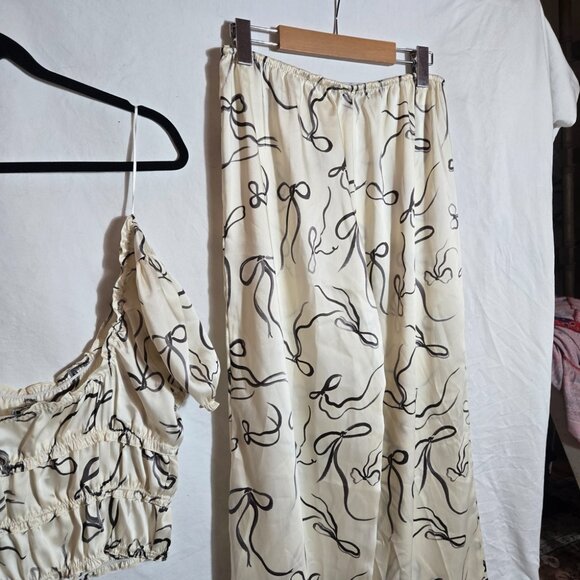 Zara Cream and Black Wide Leg Pants & Top Set - Picture 10 of 11